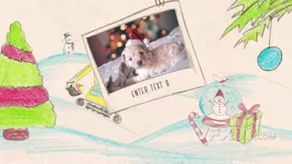 圣诞节卡通可爱儿童画笔涂鸦效果视频相册AE模板
