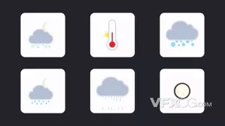天气温度界面动画介绍时尚创意图标动画AE模板