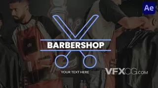 剪刀梳子理发店线条动态文本标题动画视频字幕AE模板