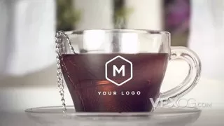 咖啡茶点玻璃杯子特效镜头创意标志动画LOGO片头AE模板