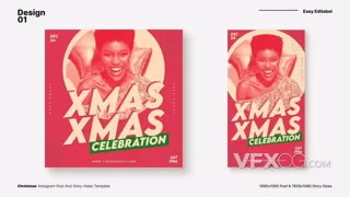 优雅圣诞贺卡时尚浪漫文本展示活动媒体短视频AE模板
