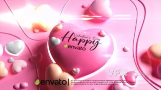 情人节周年幸福爱心标题卡通动画LOGO片头AE模板