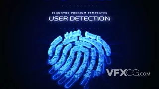 电子科技手指纹路扫描信息安全标志LOGO片头AE模板